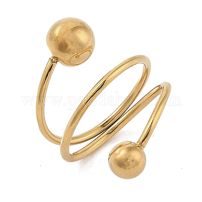 Ионное покрытие (ip) 304 нержавеющая сталь спиральные манжеты кольца для женщин RJEW-G315-08A-G-1