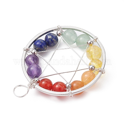 Подвески из медной проволоки с драгоценными камнями PALLOY-JF02305-02-1