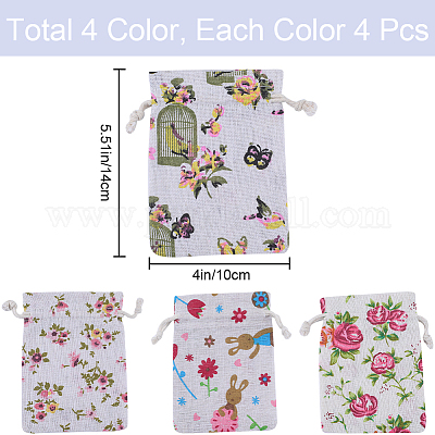 4 стиль мешковины с цветочным принтом ABAG-BBC0001-03B-1