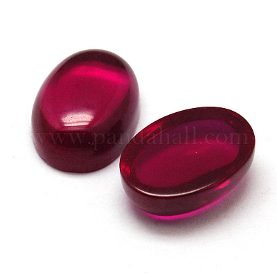 Gefärbt oval rot Korund Cabochons&nbsp;X-G-J339-02-6x8mm-1