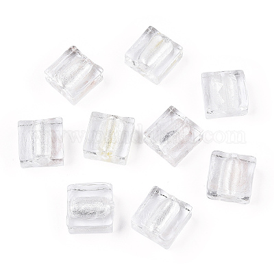 Бусины ручной работы бусины серебряной фольгой FOIL-S006-12x12mm-11-1