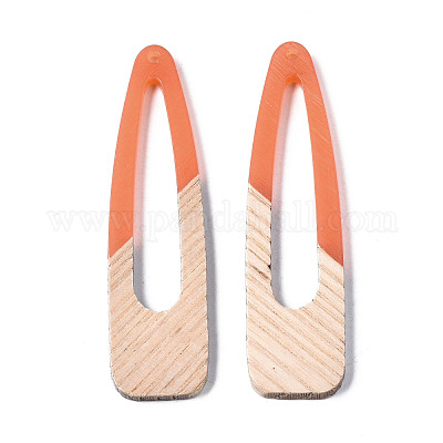 Большие подвески из смолы и дерева RESI-T035-16B-1