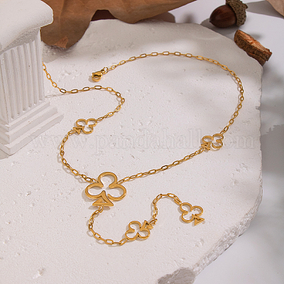 Женские ожерелья с подвеской в виде цветка и кисточкой из нержавеющей стали 304 KY1138-1