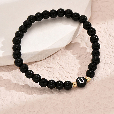 Браслеты из литой смолы с круглыми бусинами WG611D6-21-1