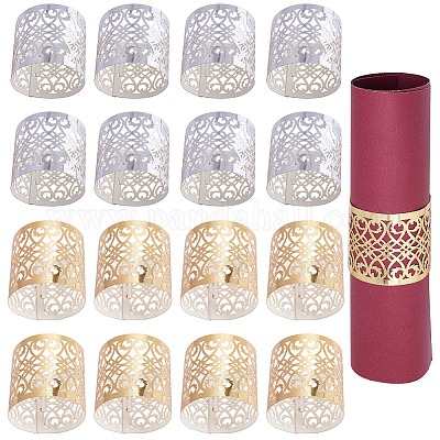 50 шт. 2 стильных металлических кольца для бумажных салфеток AJEW-GF0007-51-1