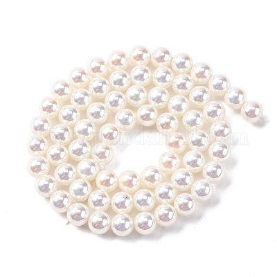 УФ-покрытие перламутровые стеклянные жемчужные бусины нити GLAA-F128-01A-T1-1