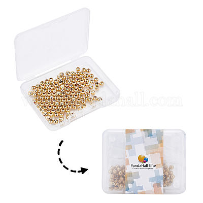 14K Gold Spacer Beads, 300pcs Round Brass Beads 5 Size Metal