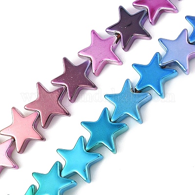 Нити синтетических немагнитных гематитовых бусин с градиентным цветным гальванопокрытием G-A263-F01-02-1