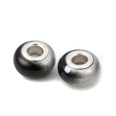 Двухцветные непрозрачные европейские бусины-рондель из смолы RESI-Z046-02H-1