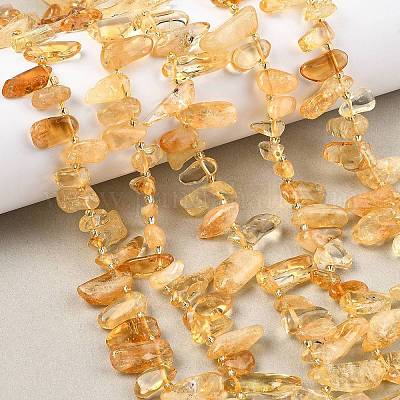 Нити из нагретых натуральных цитриновых бусин&nbsp;G-F821-C04-01-1