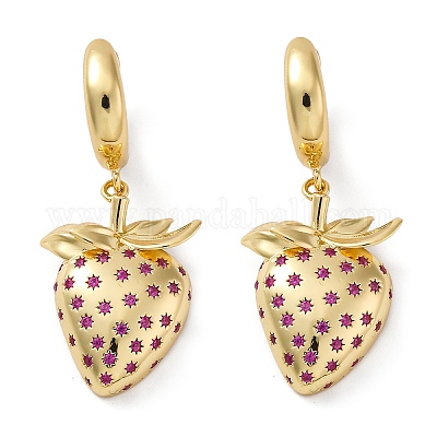 Латунные микро проложить серьги обруча кубического циркония EJEW-R016-23G-1