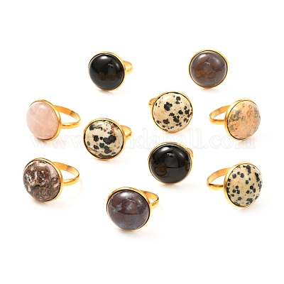 Полукруглое кольцо из смешанных драгоценных камней для девочек и женщин RJEW-JR00396-1