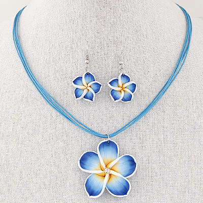 Комплекты из цветочных полимерных глиняных серег и ожерелий с подвесками для женщин FS-WG4A5F2-02-1