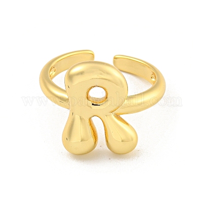 Латунные открытые манжеты с буквами для женщин RJEW-G313-01R-G-1