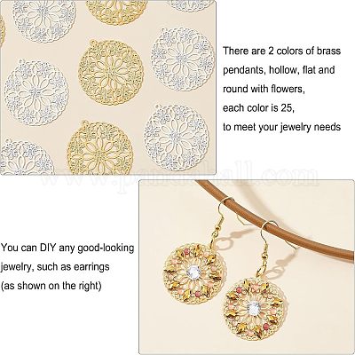 50шт 2 цвета латунные подвески KK-FH0002-06-1