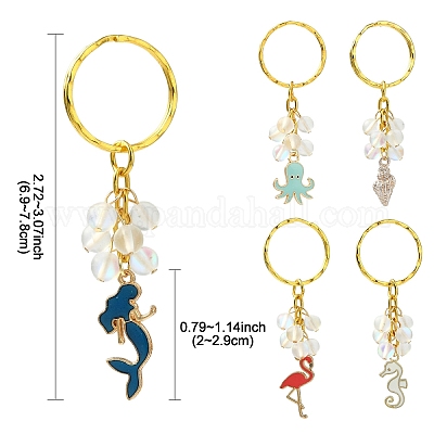 5 шт. брелок из сплава эмали и синтетического лунного камня KEYC-YW00176-1