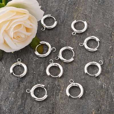 201 фурнитура для сережек-колец Huggie Hoop из нержавеющей стали STAS-P283-01C-S-1