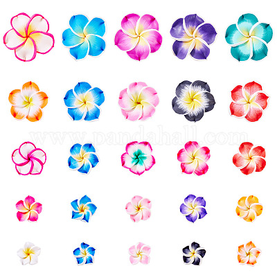 50шт 5 стиля ручной работы из полимерной глины 3d цветок плюмерия бусины CLAY-TA0001-68-1