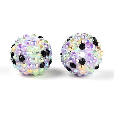 Круглые бусины из смолы со стразами на пасхальную тематику OACR-T028-66C-1