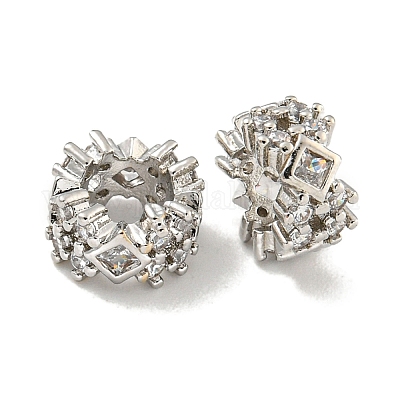 Реечное покрытие латунь микро паве прозрачный кубический цирконий европейские бусины KK-L215-012P-1