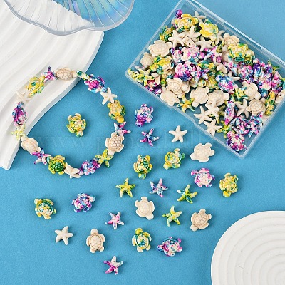 120 шт. 6 вида синтетических бирюзовых бусин G-YW0002-30-1