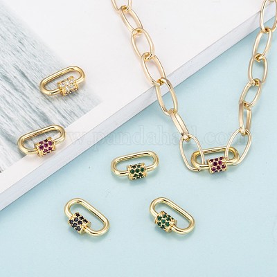 Латунь микропаве кубический цирконий винт карабин подвески с замком ZIRC-G156-11G-1