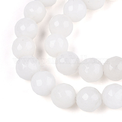 Окрашенные природные белый нефрит бисер пряди G-T139-8mm-60-01-1
