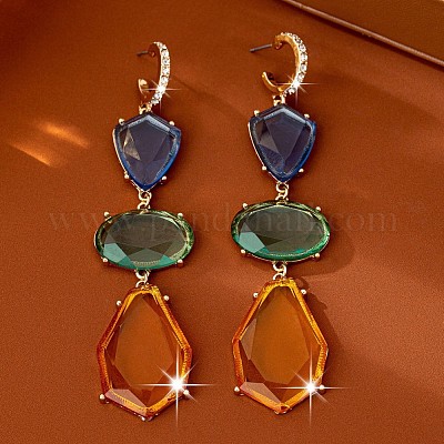 Серьги-гвоздики в форме капли с овальным креплением из цинкового сплава FS-WG9D9B9-01-1