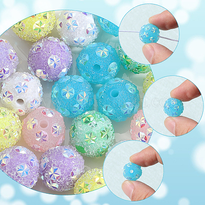 24 шт. 6-х цветные бусины из сахарной жевательной резинки RESI-SC0005-77-1