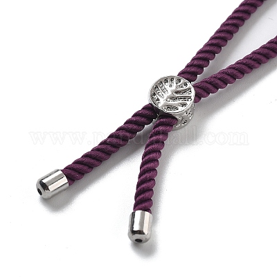 Серебряные браслеты из витого нейлонового шнура DIY-B066-03P-26-1