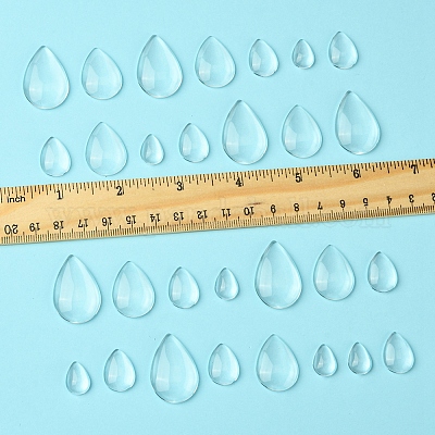 80 шт. 4 стиля прозрачных стеклянных кабошонов в форме капли GGLA-FS0001-08-1