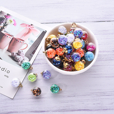 45 шт. 15 цвета подвески из стеклянных шариков GLAA-YW0001-17-1