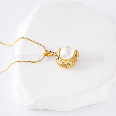 3 шт. винтажные ожерелья из нержавеющей стали с имитацией жемчуга в форме луны для женщин GQ0177-1