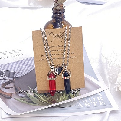 2 шт стеклянный двойной граненый заостренный кулон в виде пули для пары ожерелий с магнитными застежками в виде сердца FS-WG058EE-06-1