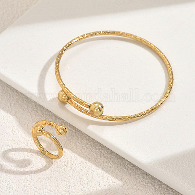 Круглый браслет-манжета из нержавеющей стали и кольца для женщин LY6022-1