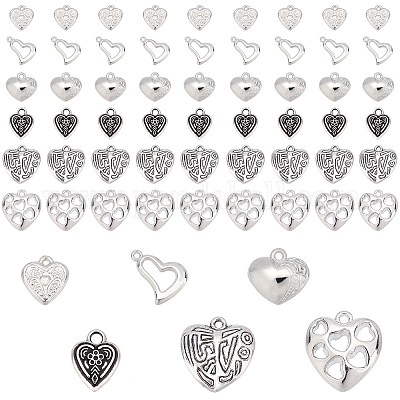 16Pcs 1.8mm Hole 4 Colors Stainless Steel Heart Beads Heart Spacer