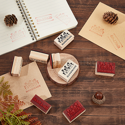 8 шт. деревянные штампы 2-х стилей DIY-OC0005-80-1