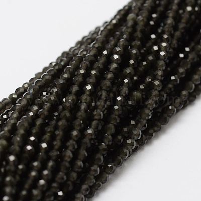 Natürlichen Obsidian Perle Stränge&nbsp;G-P270-2mm-28-1