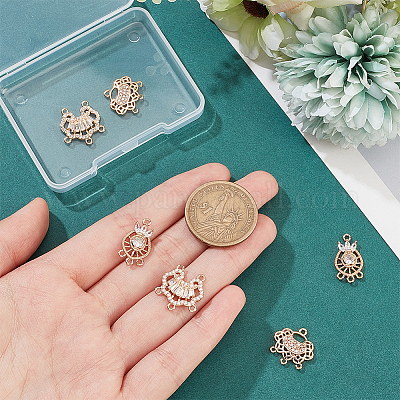 6 шт. 3 стиля латунных кубических циркониевых люстр со звеньями ZIRC-BC0001-18-1