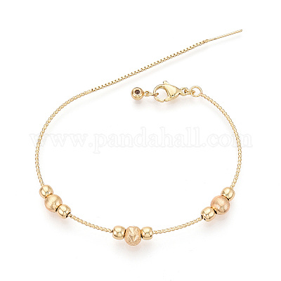 Регулируемые браслеты-слайдеры из латунных бусин для женщин BJEW-T022-24G-1