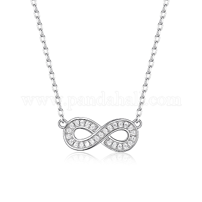 Комплекты из ожерелья и браслетов с подвеской в виде бесконечности из стерлингового серебра с микропаве из прозрачных кубических цирконий JF1593-4-1
