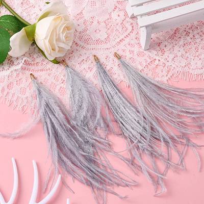 Кисточка из страусиных перьев большая подвеска FIND-S302-08G-1