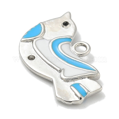 Подвески в виде птицы малиновка из платины и латуни с эмалью KK-L224-060P-1