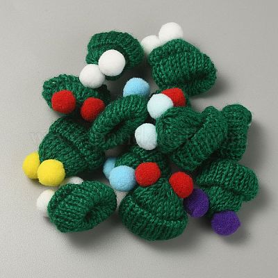 Шерстяная мини-шапка крючком с двойным помпоном DIY-WH0032-56F-1