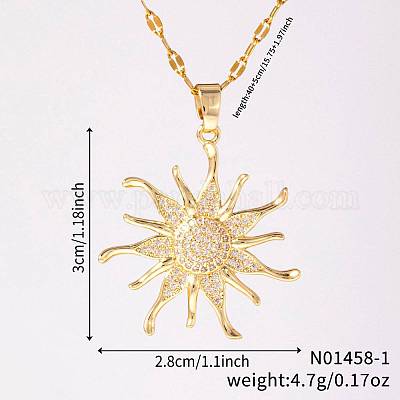 Винтажные элегантные латунные ожерелья с подвесками в виде подсолнуха с микропаве из кубического циркония HC3045-1