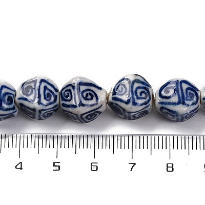 Синие и белые фарфоровые бусы ручной работы нити PORC-I027-07-1