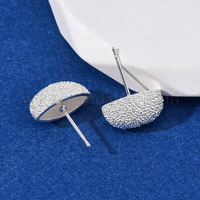 Серьги-гвоздики с текстурированной латунью EJEW-A143-02A-S-1