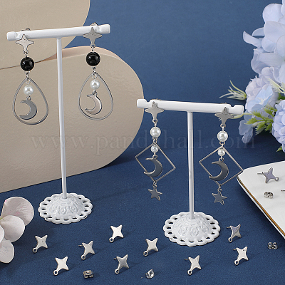 60 шт. фурнитура для сережек-гвоздиков из нержавеющей стали 201 в форме звезды STAS-SC0007-96-1