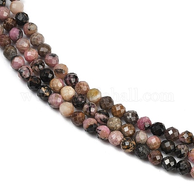 Природные родонит бисер нитей G-RM2025-B33-4mm-1