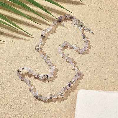 Натуральный ужин 7 рутиловый кварцевый чип бусины ожерелья для мужчин и женщин NJEW-G159-01A-1